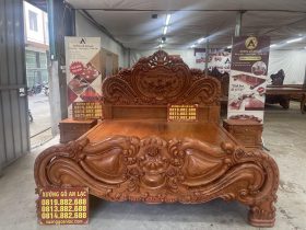 Giường Hoa Hồng nguyên khối Louis GAL-19 gỗ Hương Đá 12 mẫu giường louis hoàng gia tân cổ điển