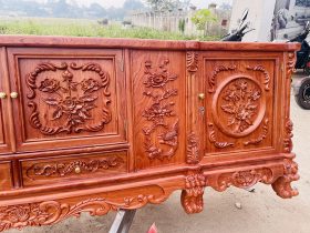 Mẫu kệ tivi louis hoa hồng gỗ hương đá và gỗ gõ đỏ cao cấp 23 hai đầu kệ thiết kế buồng tủ 1 cánh mở