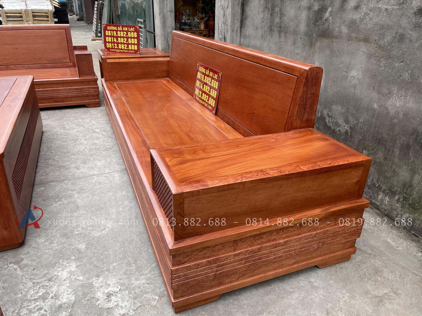 Mẫu sofa hiện đại hàng 5 món gỗ hương đá cao cấp (Chú Phương - Hà Nam) 37 đoản dài đóng hộp