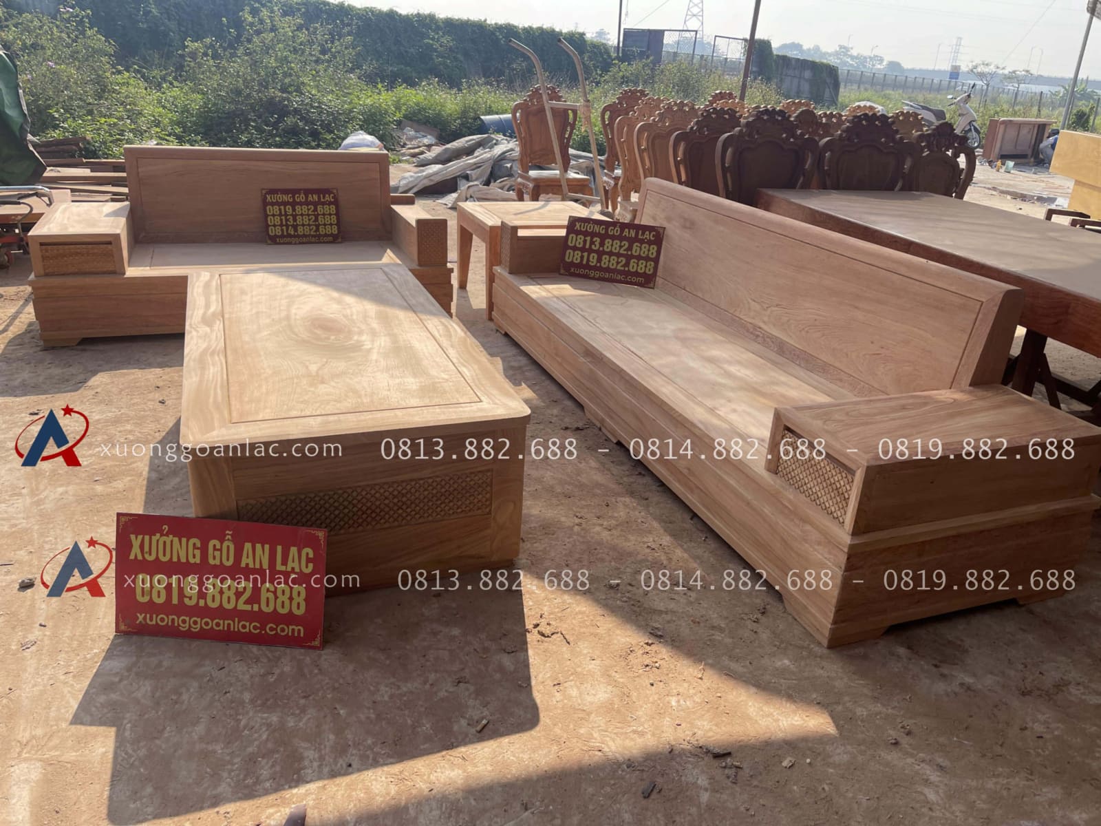 Mẫu sofa hiện đại hàng 5 món gỗ hương đá cao cấp (Chú Phương - Hà Nam) 2 bản mộc của bộ sofa gỗ hương đá