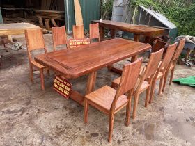 Bản mộc bàn ăn 8 ghế trơn hiện đại gỗ hương đá cao cấp (Anh Tuấn,Thái Bình) 12 mẫu bàn ghế ăn gỗ hương đá