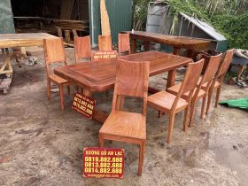 Bản mộc bàn ăn 8 ghế trơn hiện đại gỗ hương đá cao cấp (Anh Tuấn,Thái Bình) 15 bộ bàn ăn 8 ghế