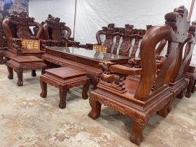 Bộ bàn ghế nghê đỉnh gỗ gõ đỏ