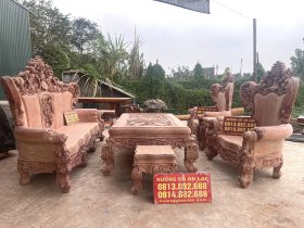 bản mộc bàn ghế louis hoàng gia 6 món gỗ hương đá