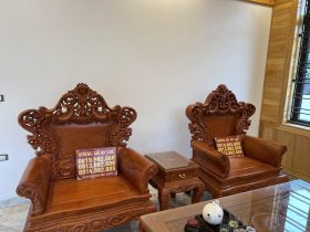 Combo bàn ghế hoàng gia gỗ hương và bàn ăn nguyên khối 10 ghế gỗ gõ đỏ (Anh Thượng, Cao Bằng) 10 ghế đơn kèm đôn kẹp