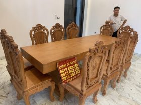 Combo bàn ghế hoàng gia gỗ hương và bàn ăn nguyên khối 10 ghế gỗ gõ đỏ (Anh Thượng, Cao Bằng) 11 bộ bàn ghế ăn nguyên khối