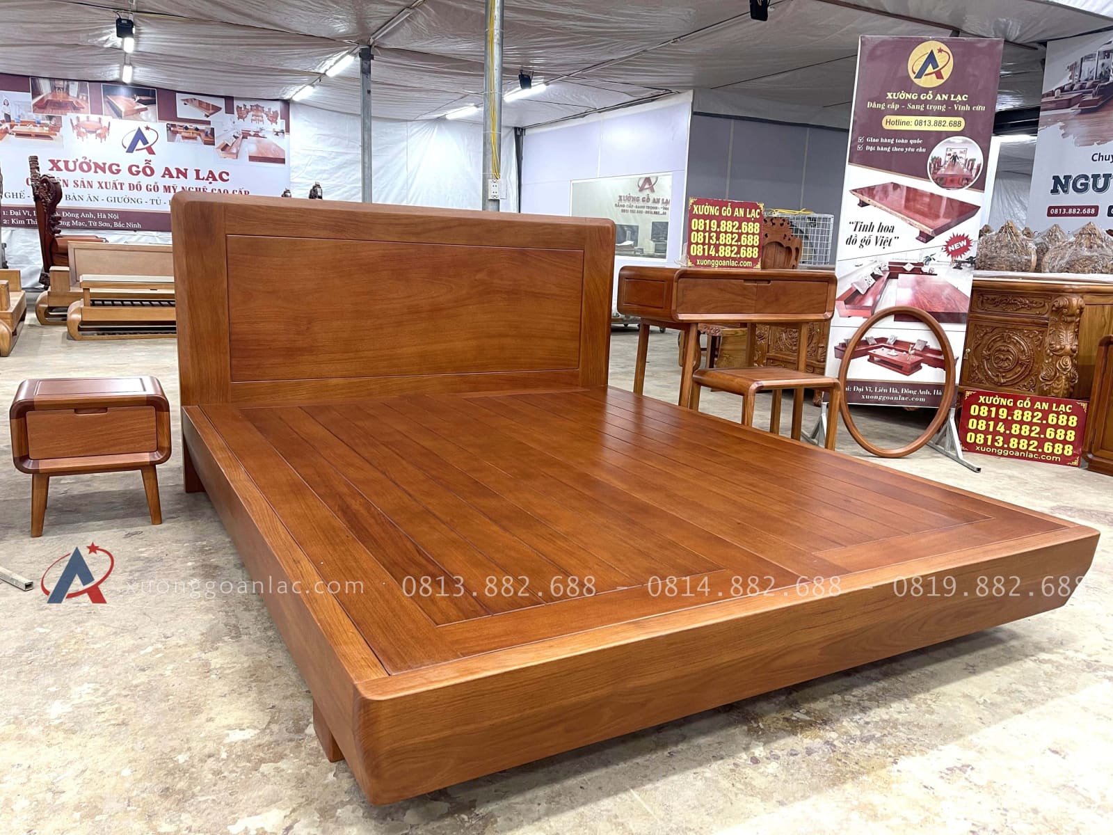 Combo phòng ngủ giường và bàn phấn hiện đại gỗ gõ đỏ 14 combo giường ngủ và bàn phấn gỗ gõ đỏ