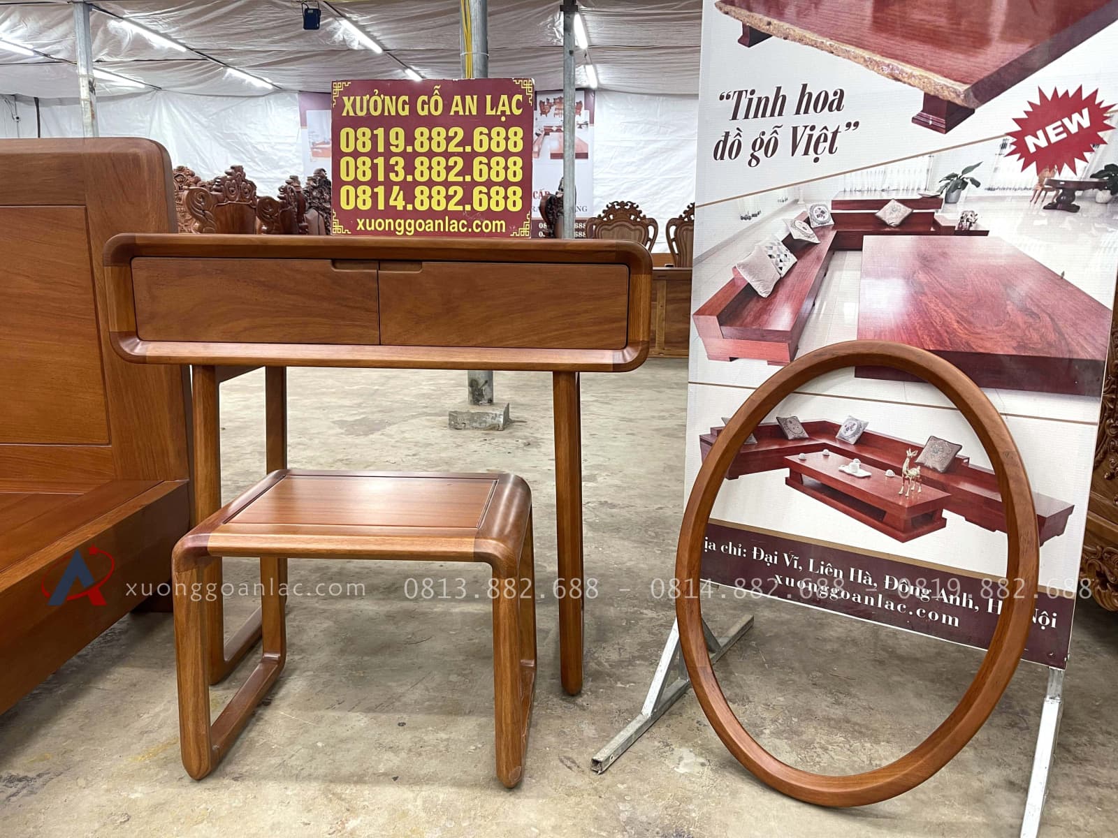 Combo phòng ngủ giường và bàn phấn hiện đại gỗ gõ đỏ 19 mẫu bàn trang điểm gỗ gõ đỏ