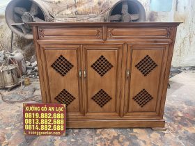 Mẫu tủ giày gỗ gõ đỏ