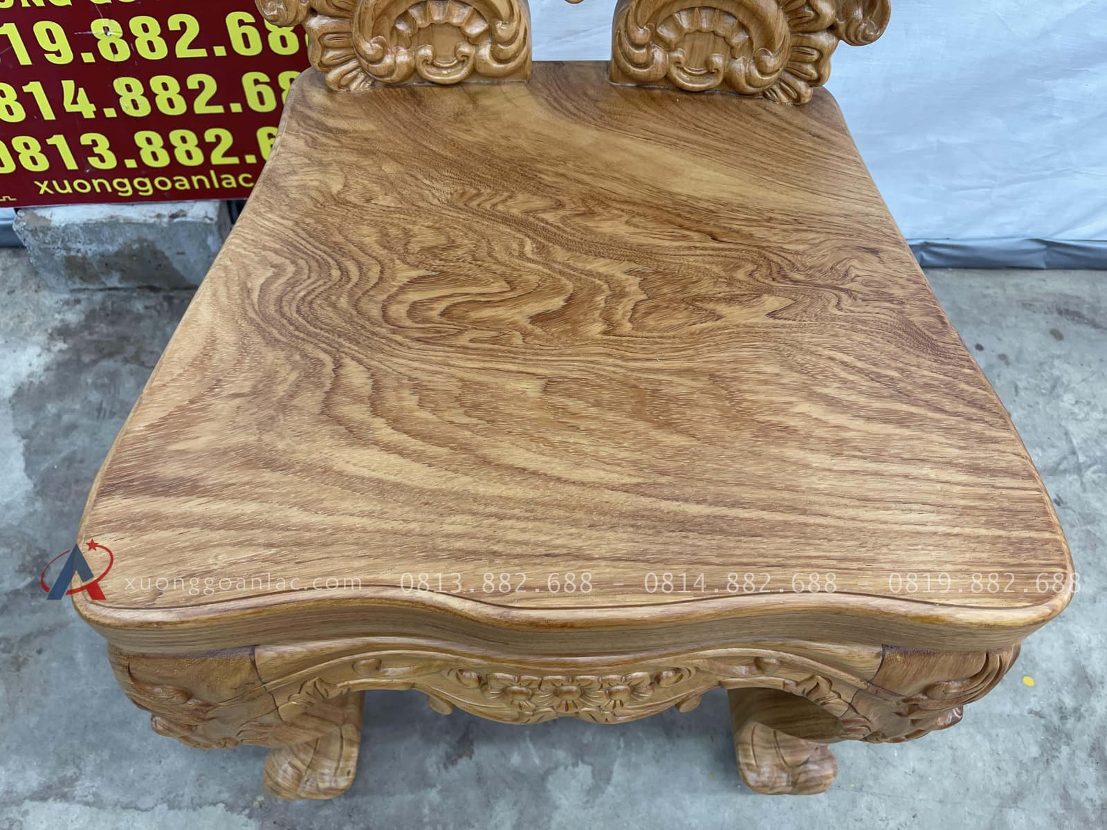 Mẫu ghế ăn louis hoàng gia vip 1 gỗ gõ đỏ hàng tuyển 38 mặt ghế ván liền dày 4p