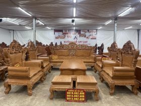 Nội thất phòng khách 9 bàn ghế hoàng gia 10 món tay 14 chân 14 gỗ gõ đỏ