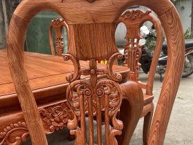 Mẫu ghế cây đàn gỗ hương đá hàng cao cấp 8 lưng tựa thiết kế đục tỉa cầu kỳ
