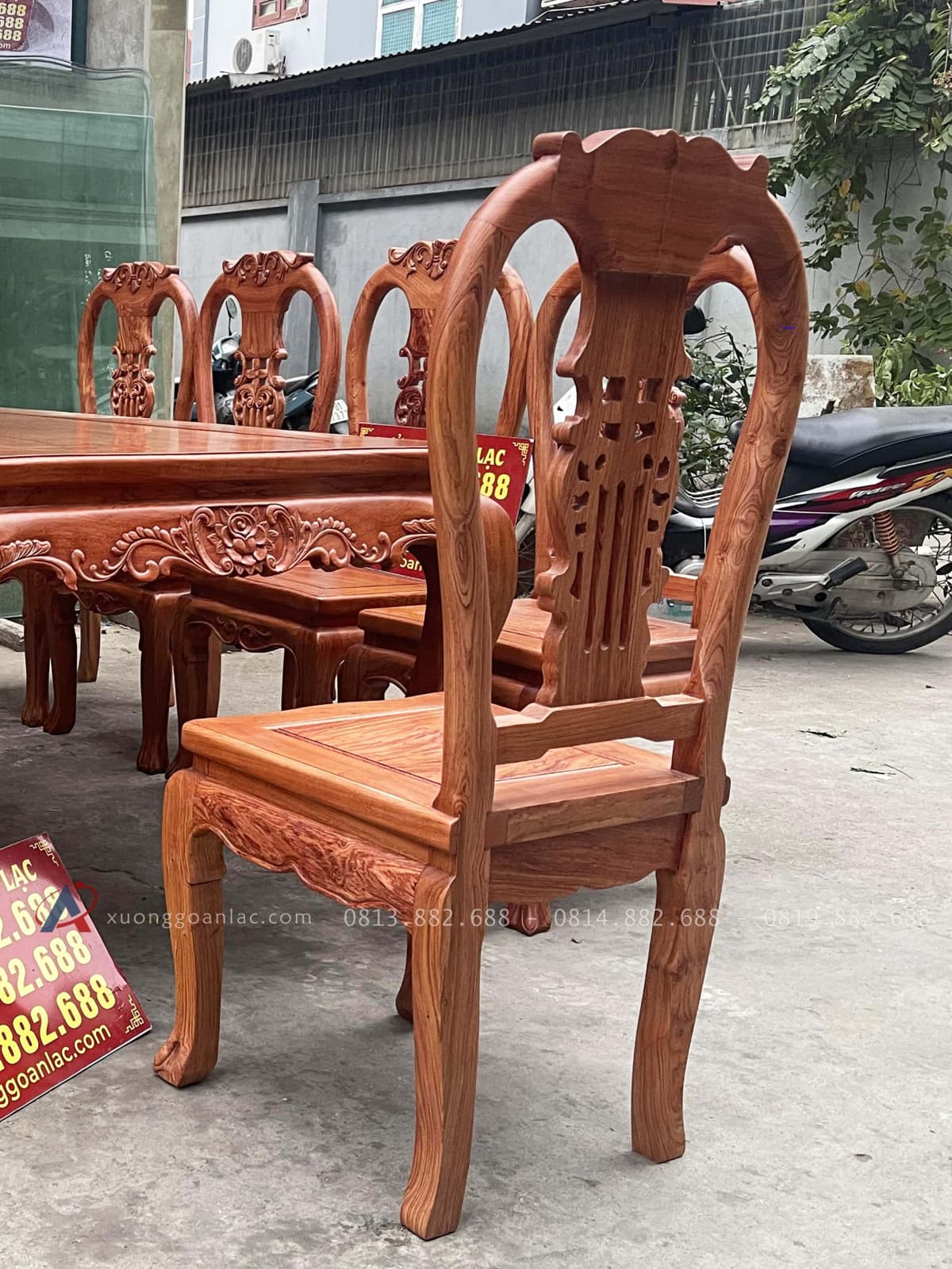 Mẫu ghế cây đàn gỗ hương đá hàng cao cấp 17 mặt lưng của ghế ăn cây đàn