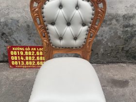 Mẫu ghế louis bọc đệm gỗ gõ đỏ cao cấp 18 ghế louis bọc đệm tone kem xám