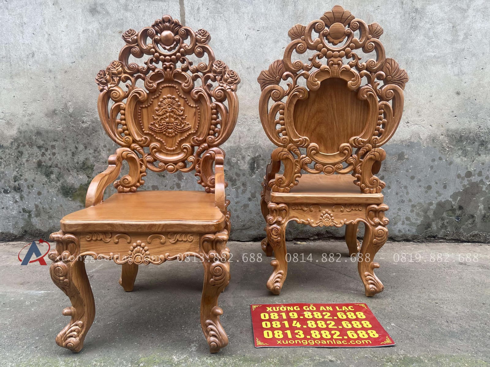 Siêu phẩm ghế ăn hoàng gia vip 2 gỗ gõ đỏ cao cấp 31 hai mặt trước sau của ghế ăn louis