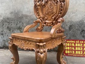 Siêu phẩm ghế ăn hoàng gia vip 2 gỗ gõ đỏ cao cấp 19 ghế ăn cao 1m21