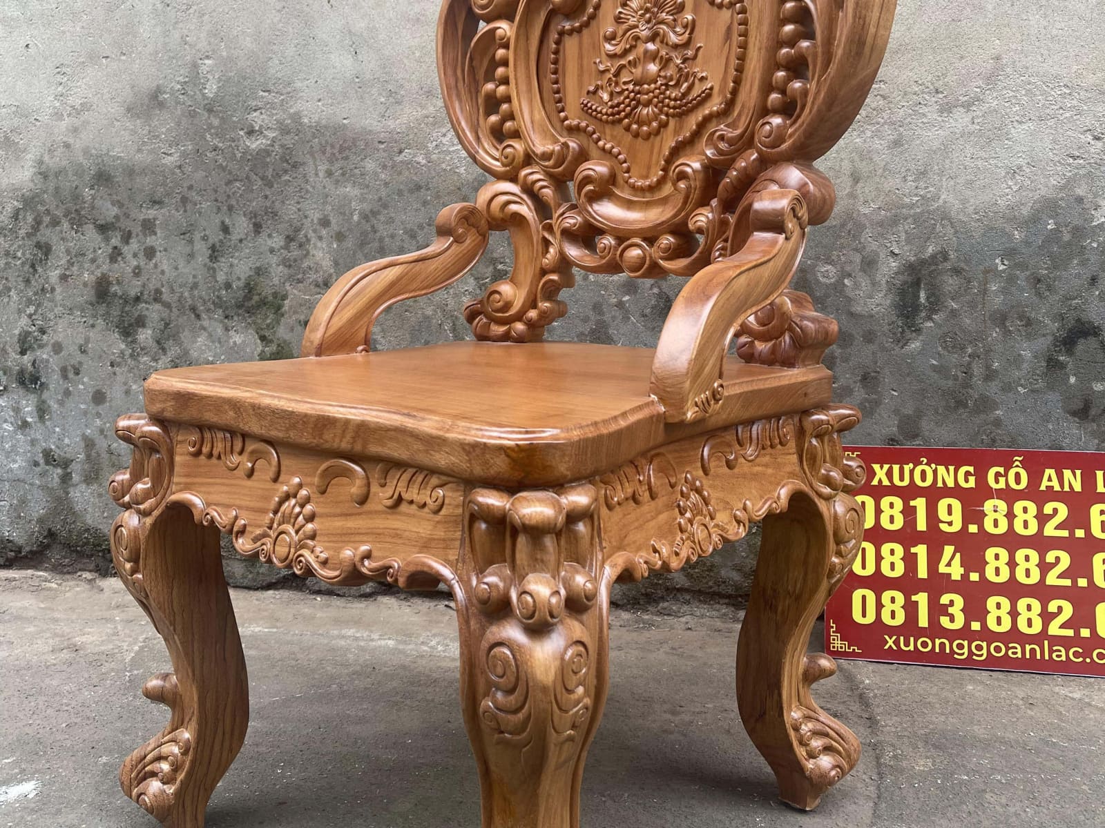 Siêu phẩm ghế ăn hoàng gia vip 2 gỗ gõ đỏ cao cấp 34 ghế ăn cao 1m21