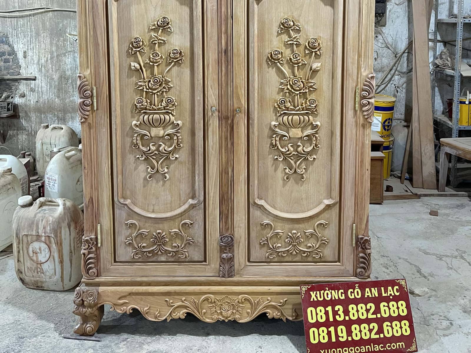 Bản mộc tủ quần áo phòng ngủ gỗ gõ đỏ cao cấp 16 bản mộc tủ quần áo gỗ gõ đỏ