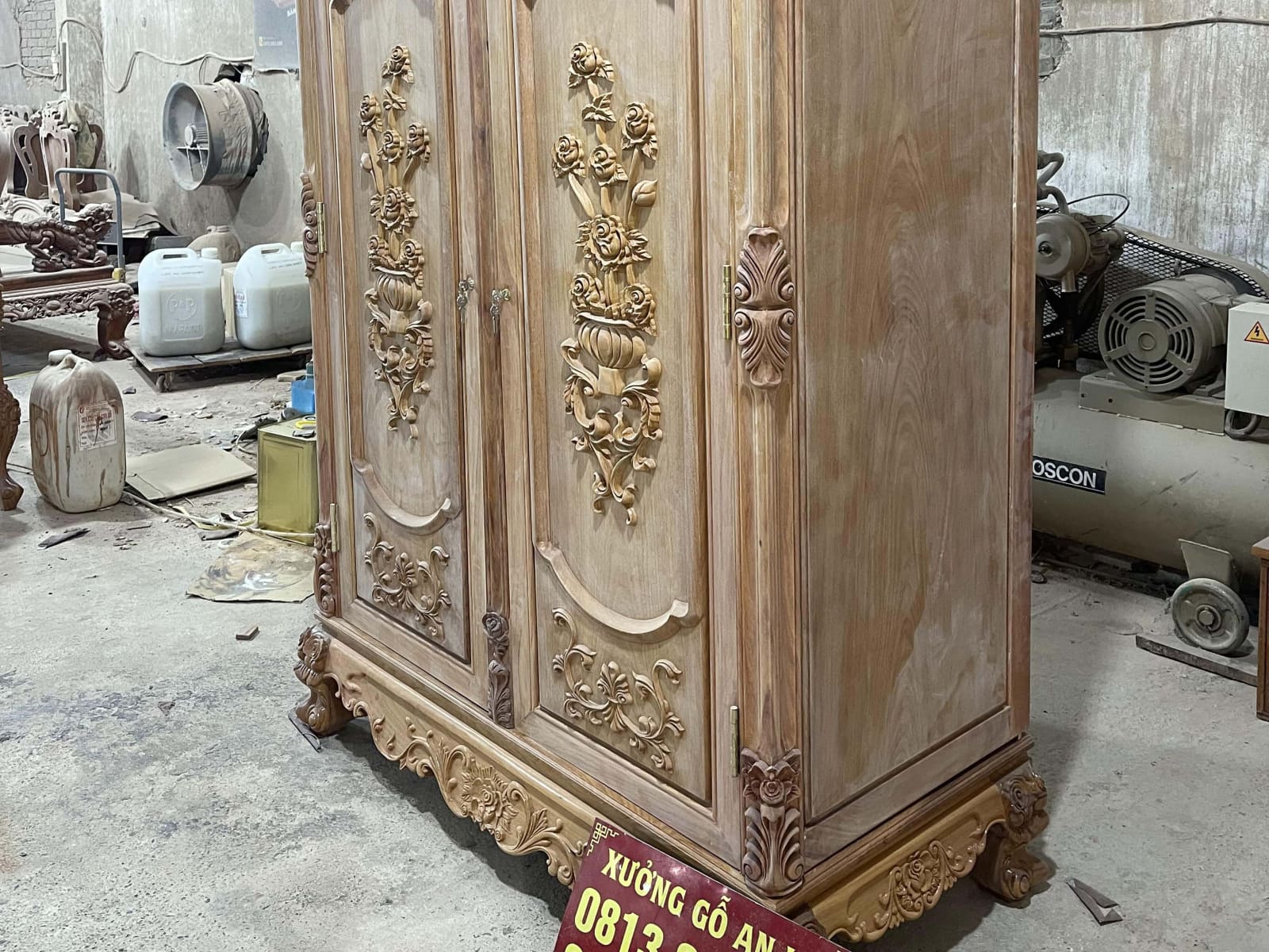 Bản mộc tủ quần áo phòng ngủ gỗ gõ đỏ cao cấp 18 tủ quần áo 2m43