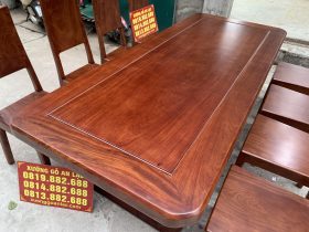 Bộ bàn ăn 8 ghế trơn hiện đại gỗ hương đá phun màu óc chó (Chú Sa, Sài Gòn) 12 mẫu bàn ăn gỗ hương đá