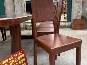 Bộ bàn ăn 8 ghế trơn hiện đại gỗ hương đá phun màu óc chó (Chú Sa, Sài Gòn) 16 mẫu ghế ăn hiện đại