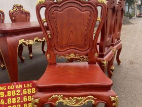 Bộ bàn ăn hoàng gia 6 ghế louis gỗ hương đá dát vàng (Chú Lăng, Bắc Giang) 18 mẫu ghế louis hoàng gia
