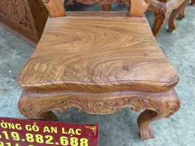 Bộ bàn ăn nguyên khối dày 15cm cùng 8 ghế louis gỗ hương đá siêu vip (Anh Hoàng, Hải Phòng) 22 mặt ngồi ván tràn liền tấm