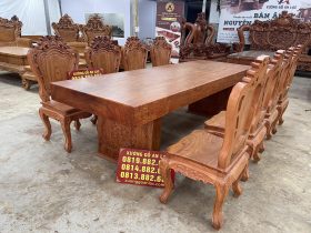 Bộ bàn ăn nguyên khối dày 15cm cùng 8 ghế louis gỗ hương đá siêu vip (Anh Hoàng, Hải Phòng) 13 bộ bàn ghế ăn louis hoàng gia