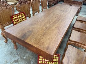 Bộ bàn ăn nguyên khối dày 15cm cùng 8 ghế louis gỗ hương đá siêu vip (Anh Hoàng, Hải Phòng) 14 bàn ăn chữ nhật nguyên khối