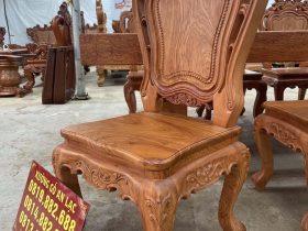 Bộ bàn ăn nguyên khối dày 15cm cùng 8 ghế louis gỗ hương đá siêu vip (Anh Hoàng, Hải Phòng) 20 ghế louis lưng cao không tay