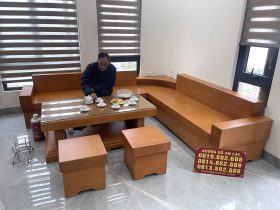 mẫu sofa gỗ gõ đỏ