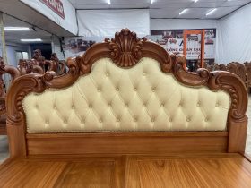 Giường hoàng gia louis bọc đệm gỗ gõ đỏ 1m8 x 2m 12 giường ngủ louis hoàng gia