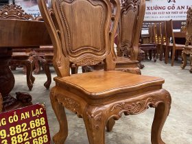 Bộ bàn ăn tròn nguyên khối 8 ghế louis gỗ gõ đỏ siêu vip (Chú Thể, Cao Bằng) 17 mẫu ghế hoàng gia