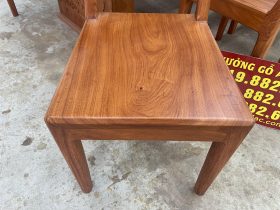 Bộ bàn ăn nguyên khối dài 2m80 và 10 ghế trơn gỗ hương đá cao cấp (Anh Triệu, Ninh Bình) 20 mặt ngồi ván tràn