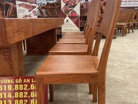 Bộ bàn ăn nguyên khối dài 2m80 và 10 ghế trơn gỗ hương đá cao cấp (Anh Triệu, Ninh Bình) 17 bàn ăn nguyên khối cùng ghế hiện đại