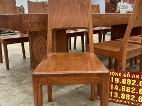 Bộ bàn ăn nguyên khối dài 2m80 và 10 ghế trơn gỗ hương đá cao cấp (Anh Triệu, Ninh Bình) 18 mẫu ghế ngồi hiện đại