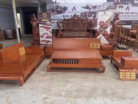 sofa đùi gà 5 món gỗ gõ đỏ hiện đại