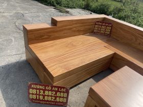 Mẫu sofa nguyên khối gỗ gõ đỏ Pachy siêu vip (Anh Khánh, Hà Đông) 24 mặt ghế dày 10p chắc chắn