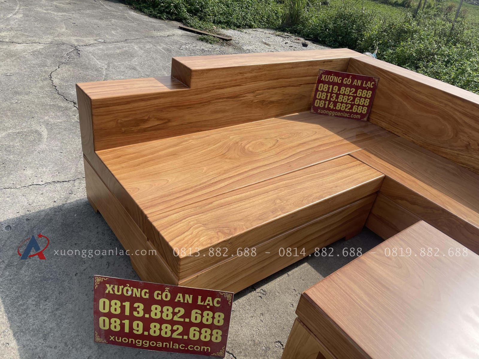 Mẫu sofa nguyên khối gỗ gõ đỏ Pachy siêu vip (Anh Khánh, Hà Đông) 44 mặt ghế dày 10p chắc chắn