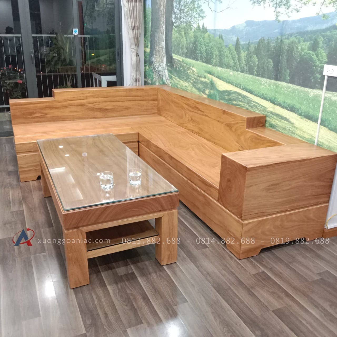 Mẫu sofa nguyên khối gỗ gõ đỏ Pachy siêu vip (Anh Khánh, Hà Đông) 31 bộ sofa nguyên khối gỗ gõ đỏ