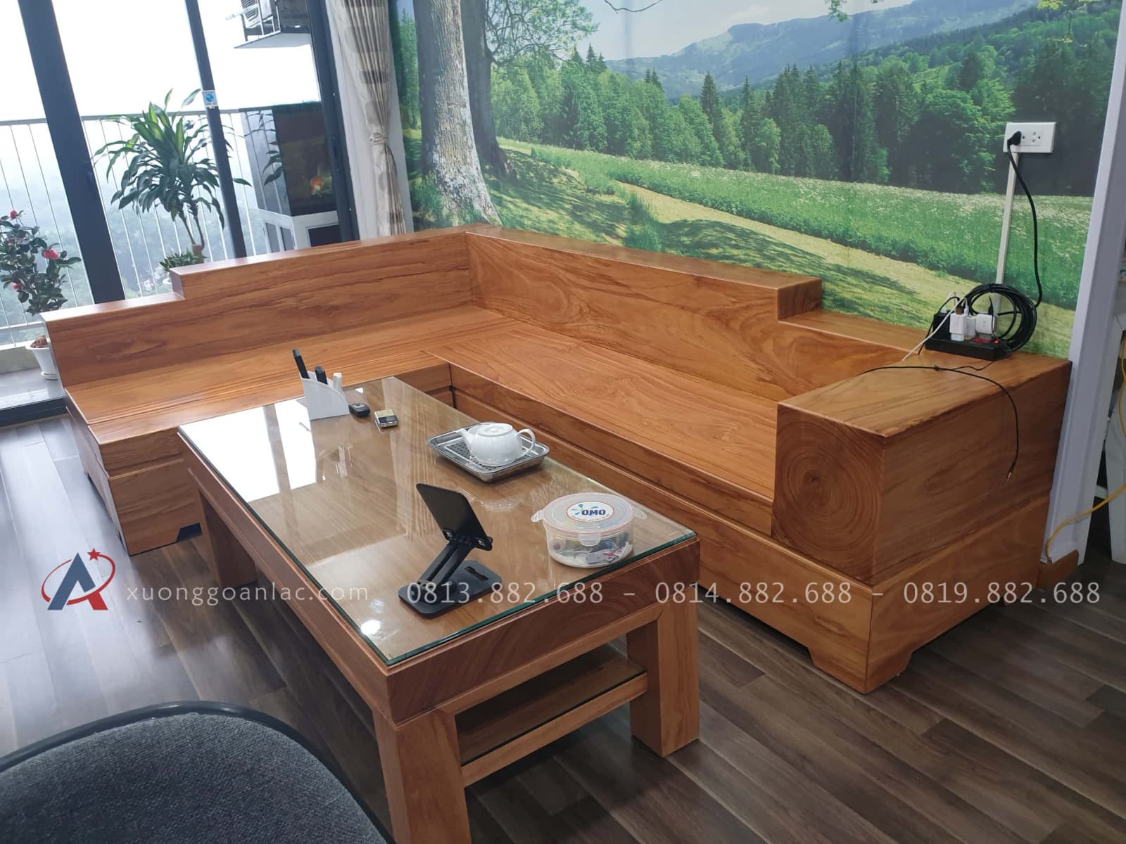 Mẫu sofa nguyên khối gỗ gõ đỏ Pachy siêu vip (Anh Khánh, Hà Đông) 37 bộ sofa hiện đại