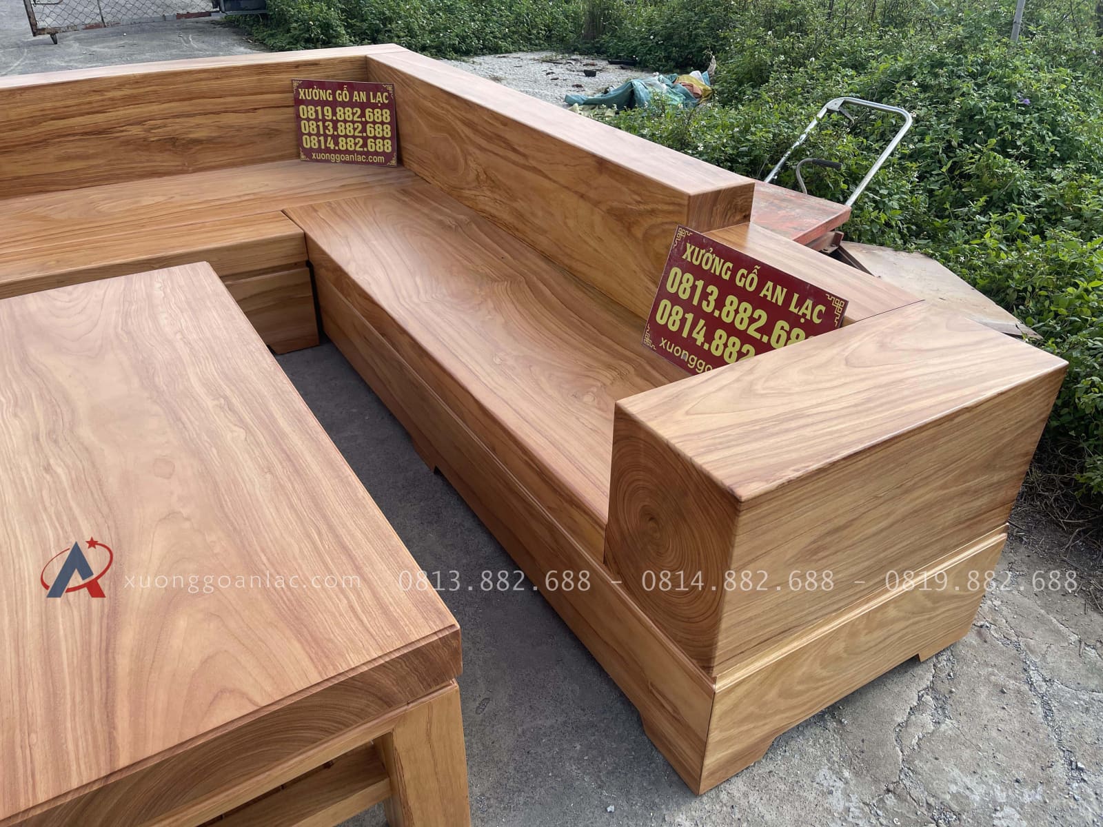 Mẫu sofa nguyên khối gỗ gõ đỏ Pachy siêu vip (Anh Khánh, Hà Đông) 43 sofa góc L tay hộp
