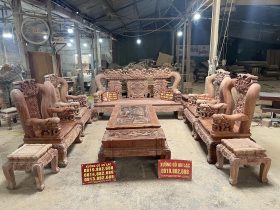 bản mộc bàn ghế minh quốc voi 11 món gỗ hương đá cao cấp