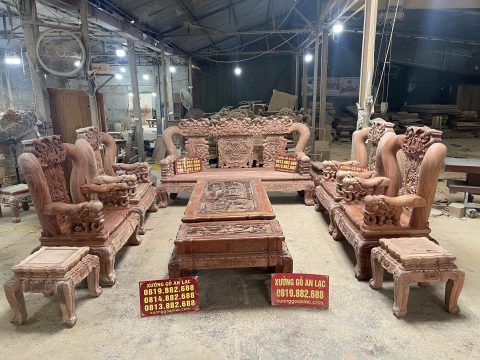 bản mộc bàn ghế minh quốc voi 11 món gỗ hương đá cao cấp