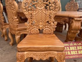 Bộ bàn ăn hoàng gia vip 8 ghế louis gỗ gõ đỏ cao cấp (Anh Minh, Hưng Yên) 27 ghế louis không tay