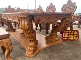 Bộ bàn ăn hoàng gia vip 8 ghế louis gỗ gõ đỏ cao cấp (Anh Minh, Hưng Yên) 19 hệ chân bàn cực đẳng cấp