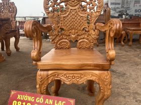 Bộ bàn ăn hoàng gia vip 8 ghế louis gỗ gõ đỏ cao cấp (Anh Minh, Hưng Yên) 22 mẫu ghế louis hoàng gia có tay