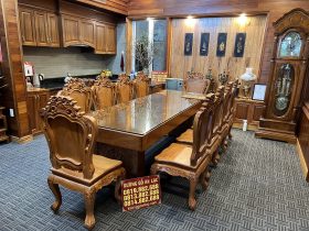 Bàn giao bộ bàn ăn nguyên khối 10 ghế louis gỗ gõ đỏ (Anh Thức, TP Hồ Chí Minh) 10 bộ bàn ăn nguyên khối 10 ghế gỗ gõ đỏ hàng tuyển vip