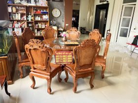 Bàn ghế gỗ nguyên khối 4 bộ sản phẩm bàn ăn nguyên khối gỗ gõ đỏ