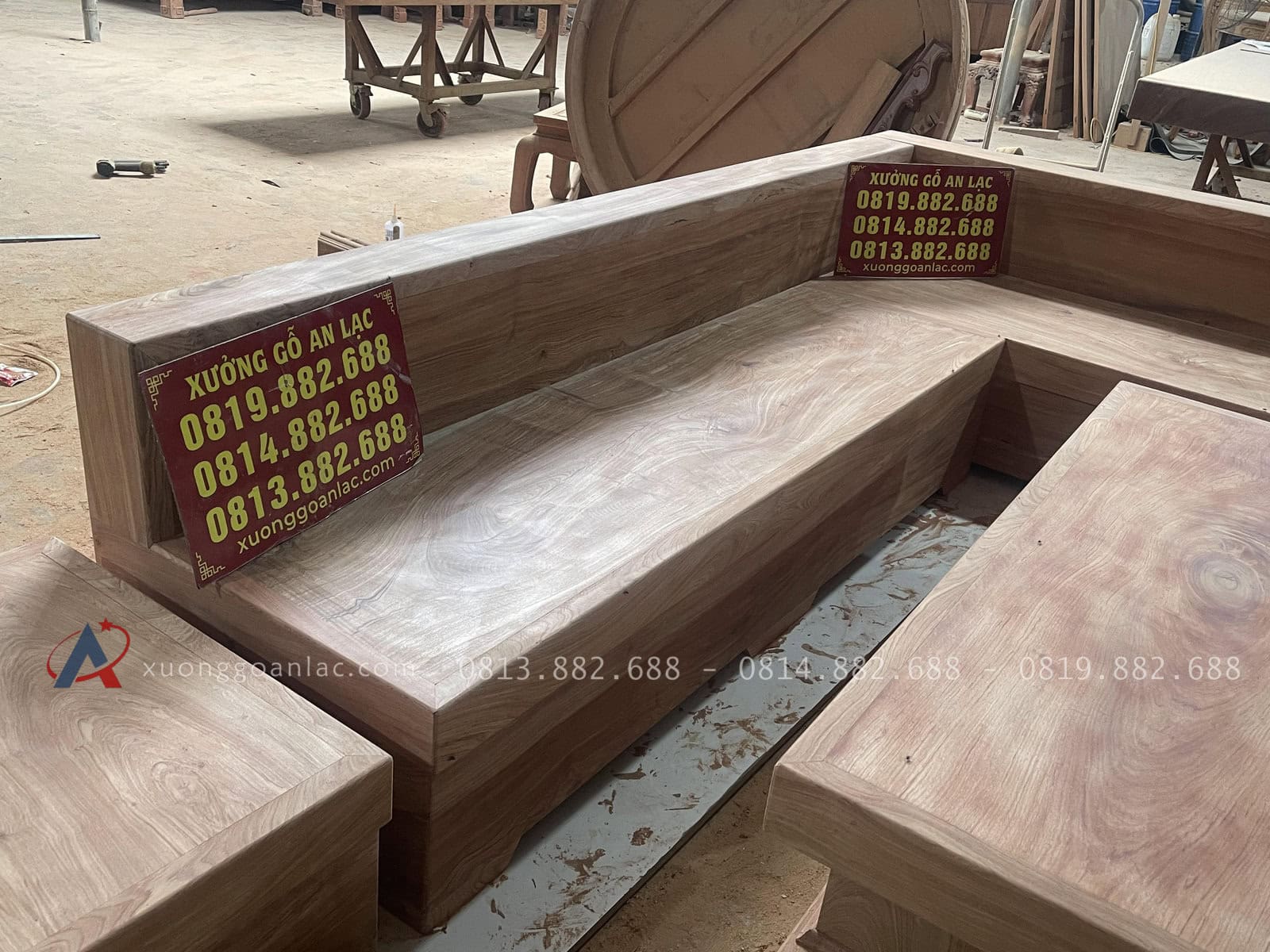 Mẫu sofa khung ván giả nguyên khối gỗ hương đá 30 sofa góc chữ L nguyên khối gỗ hương đá